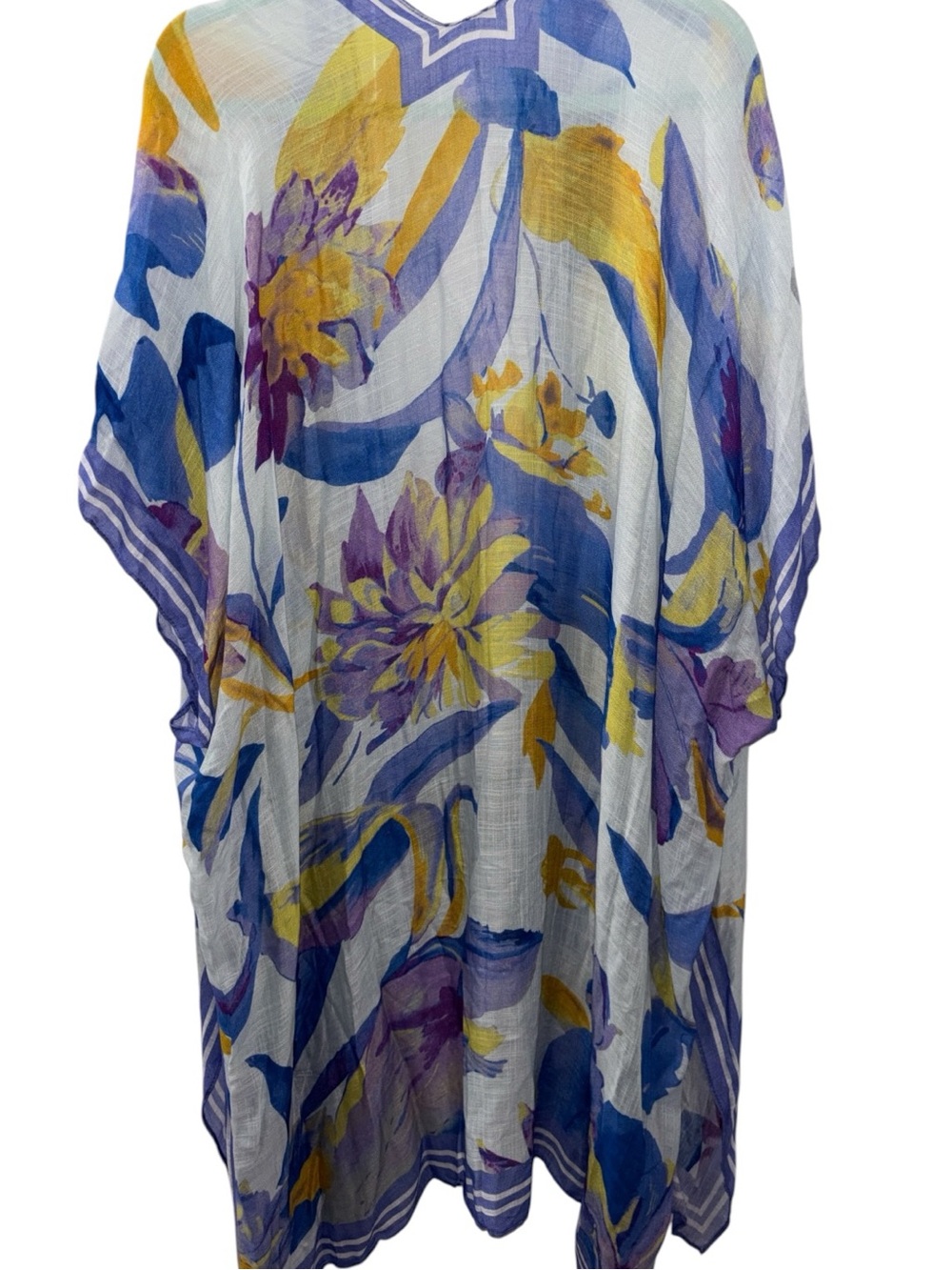 Floral Sheer Kimono in Blue, Yellow & Purple, NWT
